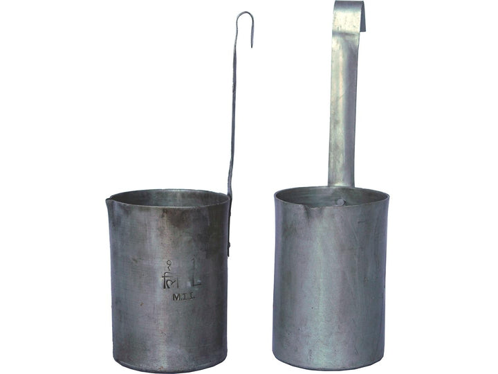 Olis 1 liter stålkande med krog - zink med patina - sæt af 2 stk