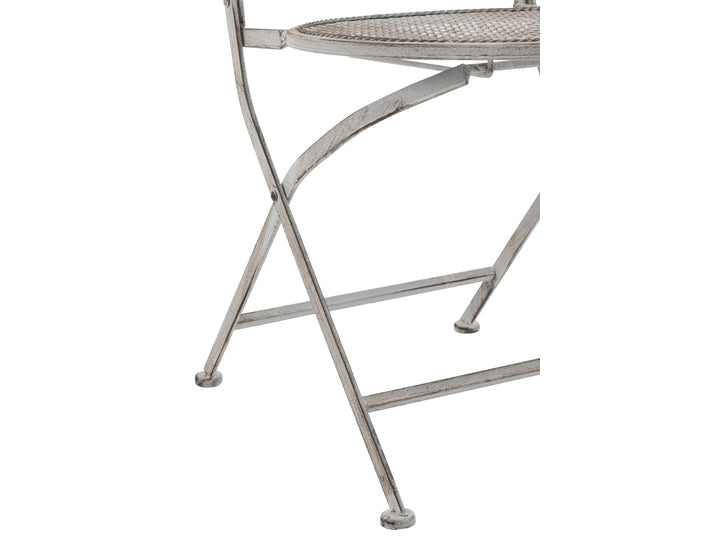 Romantisk foldbar havestol - antik grå/hvid - sæt af 2 stole