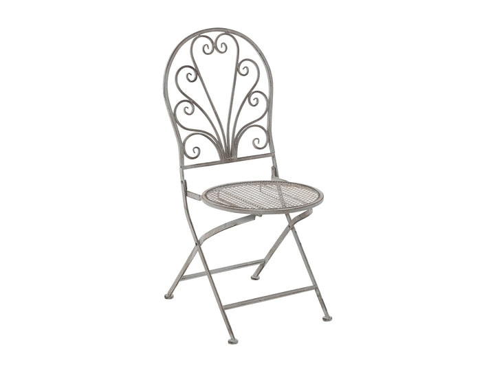 Romantisk foldbar havestol - antik grå/hvid - sæt af 2 stole