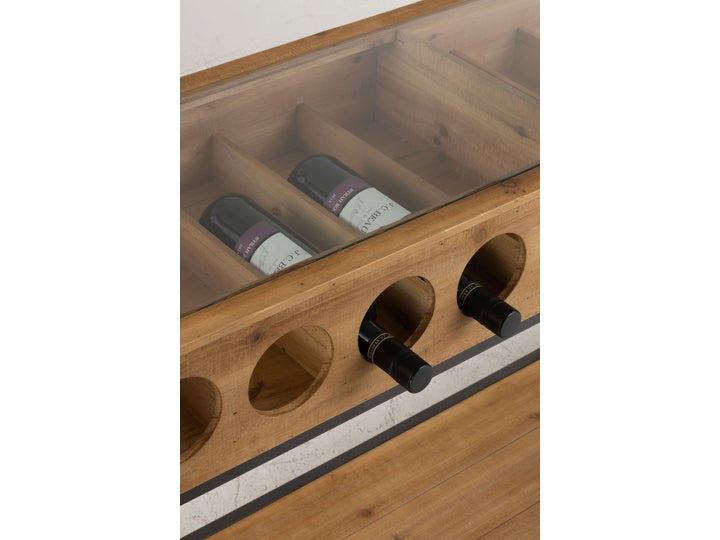 Rustikt konsolbord m. indbygget vinholder til 10 flasker - natur