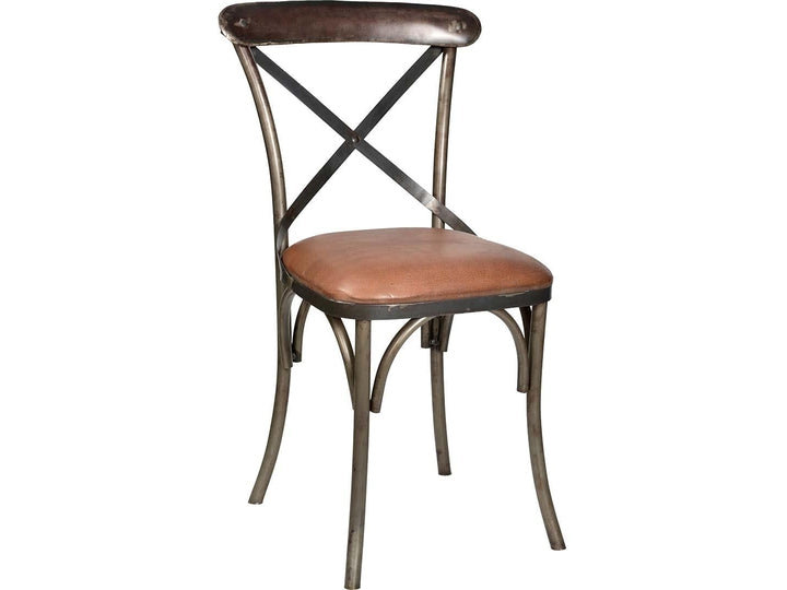Bistro spisebordsstol med lædersæde - Jern og brun læder - sæt af 2 stole