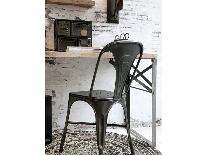 Factory Spisestol i jern - antique kul - sæt med 2 stole