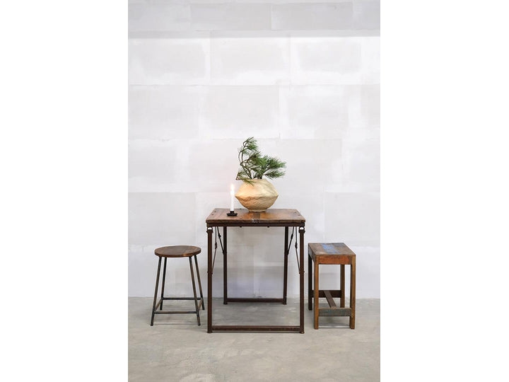Foldbart vintage cafébord - Træ & Jern m. patina