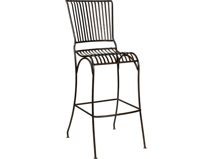 Provence barstol m. ryglæn - mørk m. patina - sæt af 2 barstole