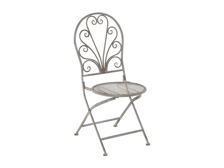 Romantisk havemøbelsæt m. bord og 2 stole - antik grå/hvid