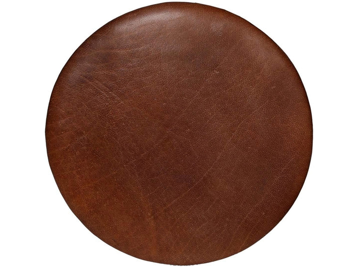 Sitt brun rund læderhynde - læder - sæt af 2 hynder