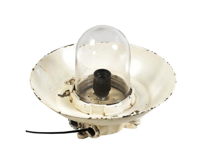 Smuk unik skibslampe - Creme med patina