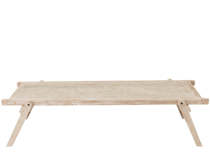 Sofabord lavet af feltseng i 100% genbrugstræ - Hvid