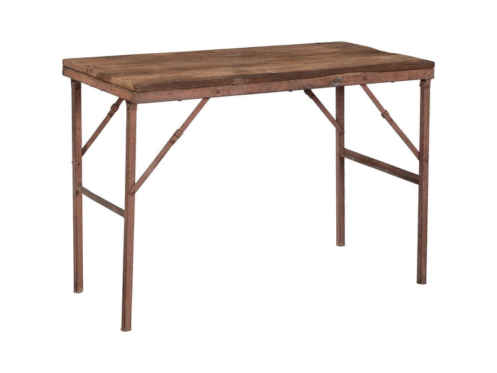 Unikt lille bord med jernunderstel - Træ og jern m. patina